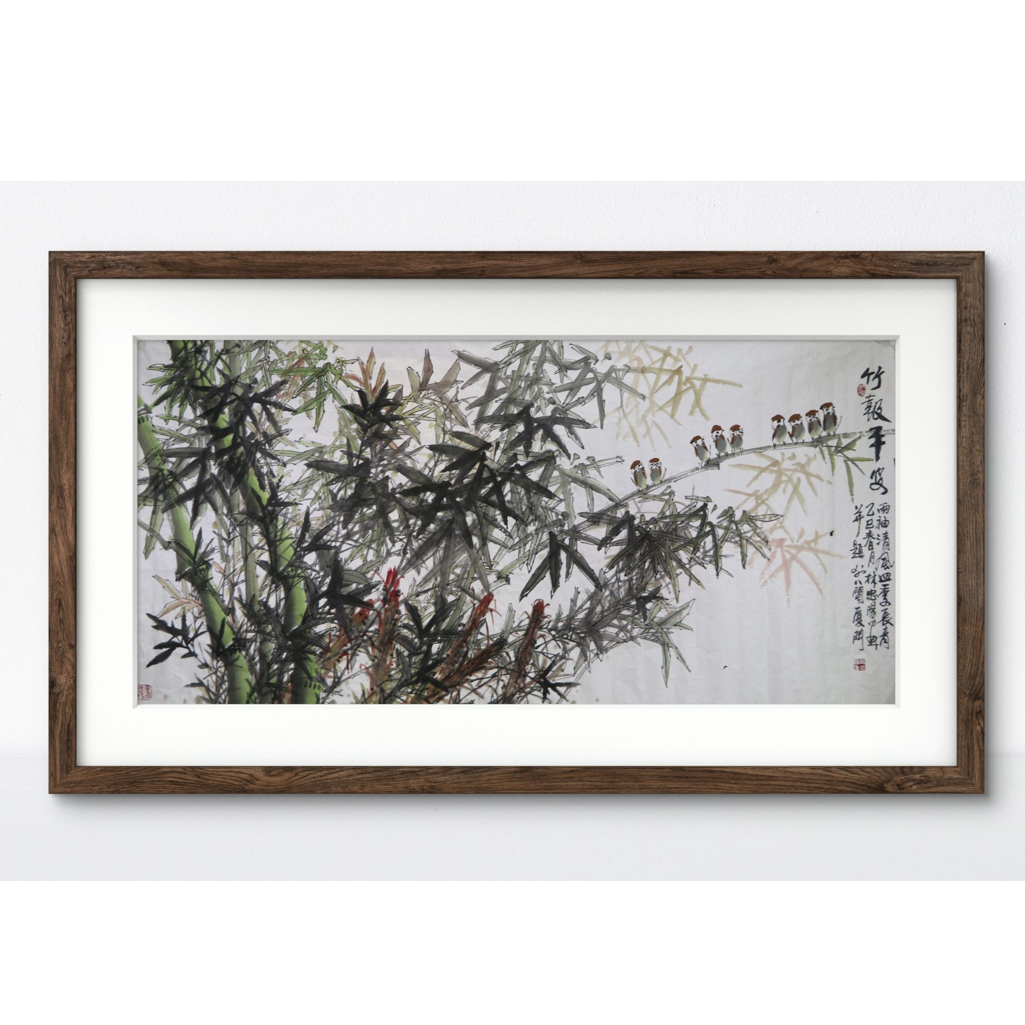 知名画家林忠阳《竹报平安》国画作品