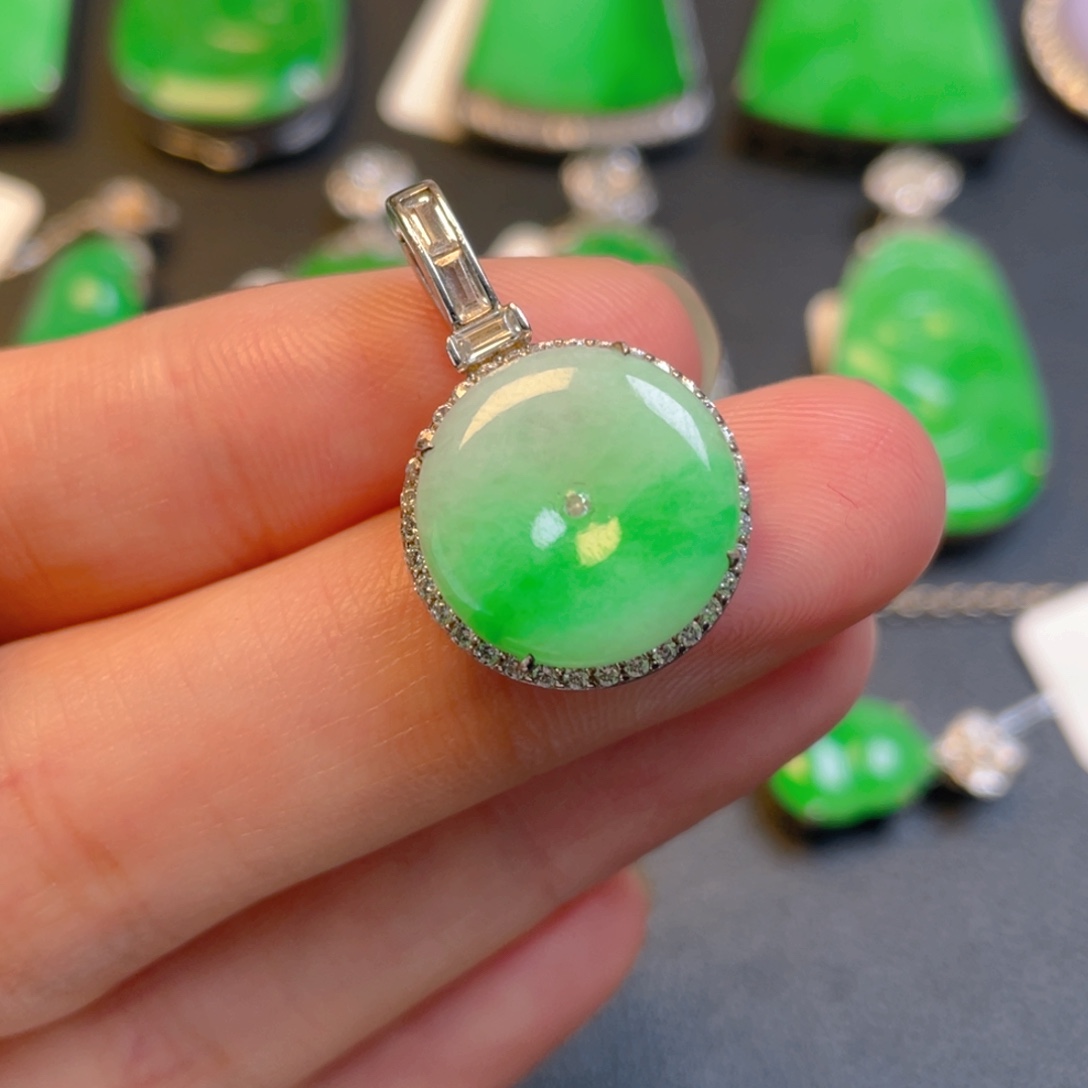 翡翠银S925镶嵌吊坠(不含链)