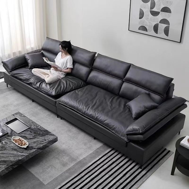 2025科技布艺沙发客厅新款超宽坐深高靠背意式轻奢猫爪皮沙发