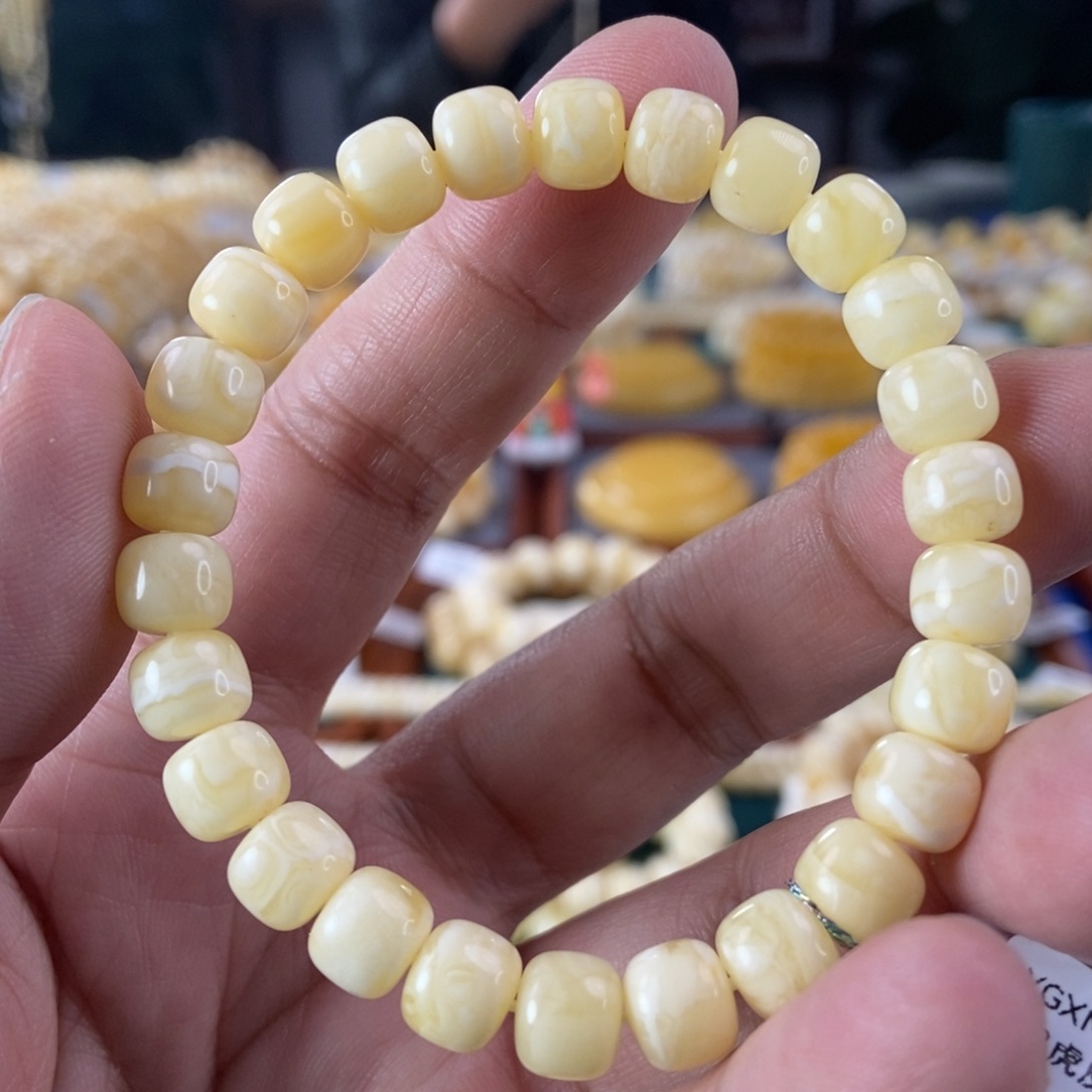 琥珀珠宝奇石未镶嵌8+虎皮纹手串8.52