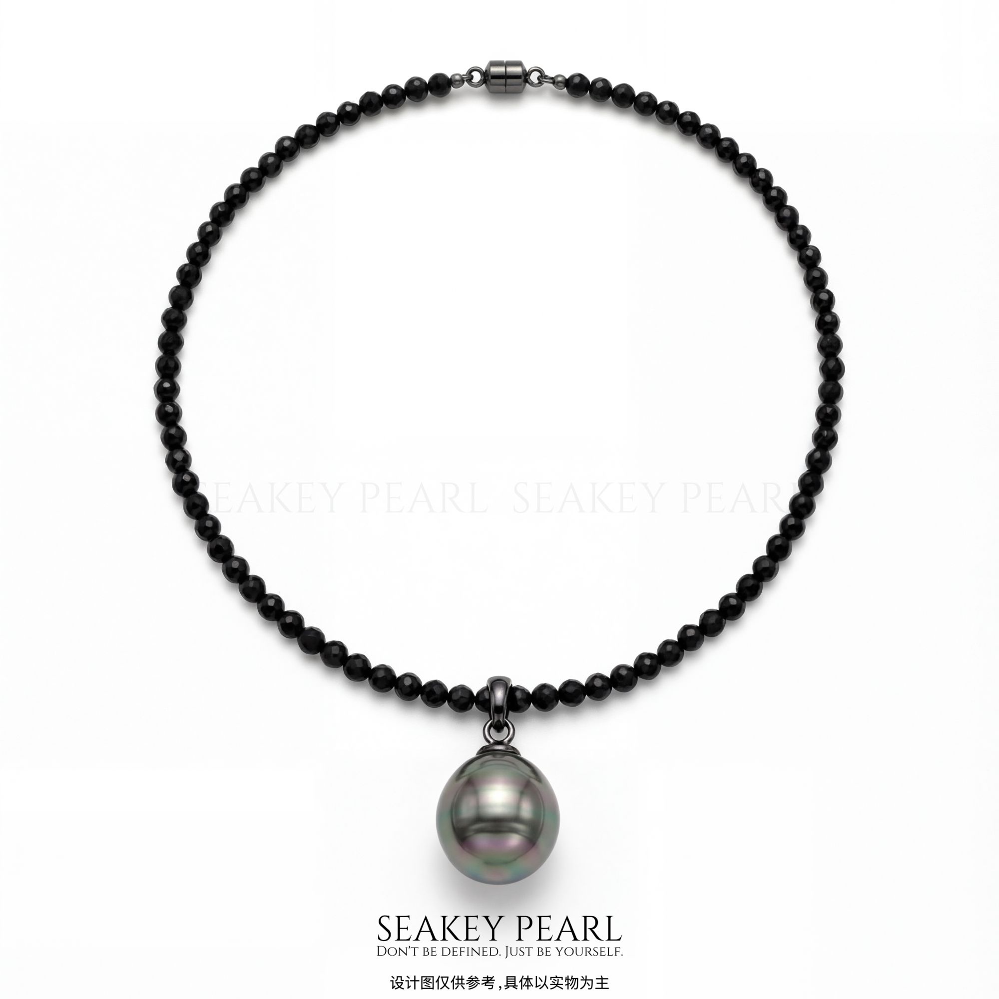 【希奇珍珠】12-13mm大溪地巴洛克黑尖晶项链