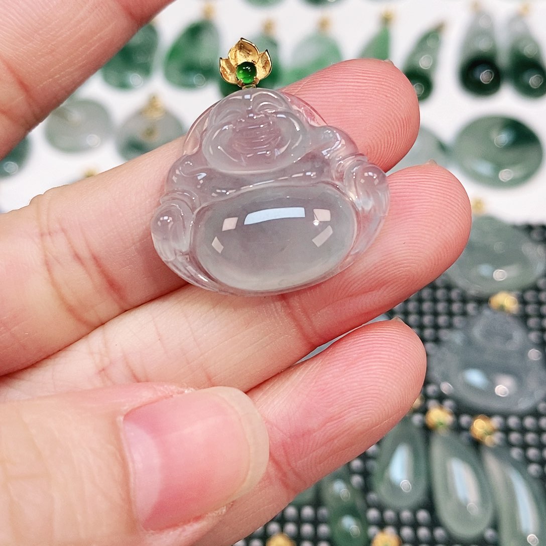 翡翠颈饰18K金镶嵌吊坠