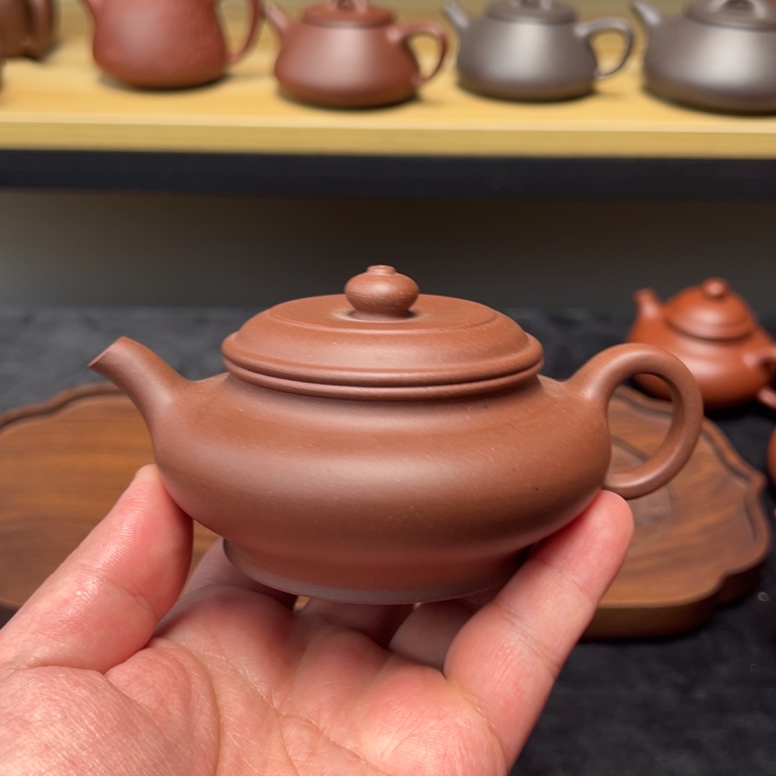 紫砂茶壶180cc老紫泥虚扁