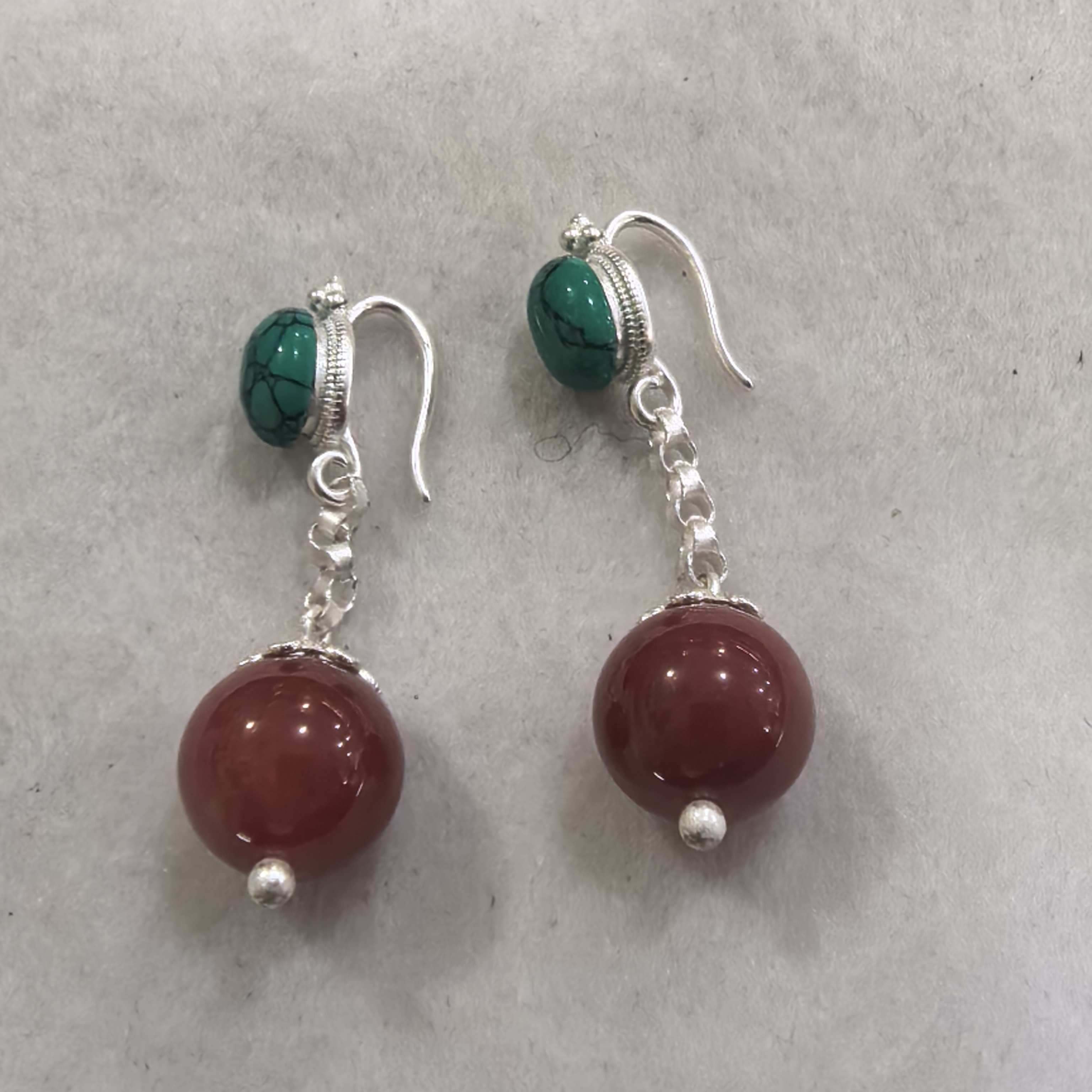 925银树脂耳饰 银复古中国风百搭长款耳环