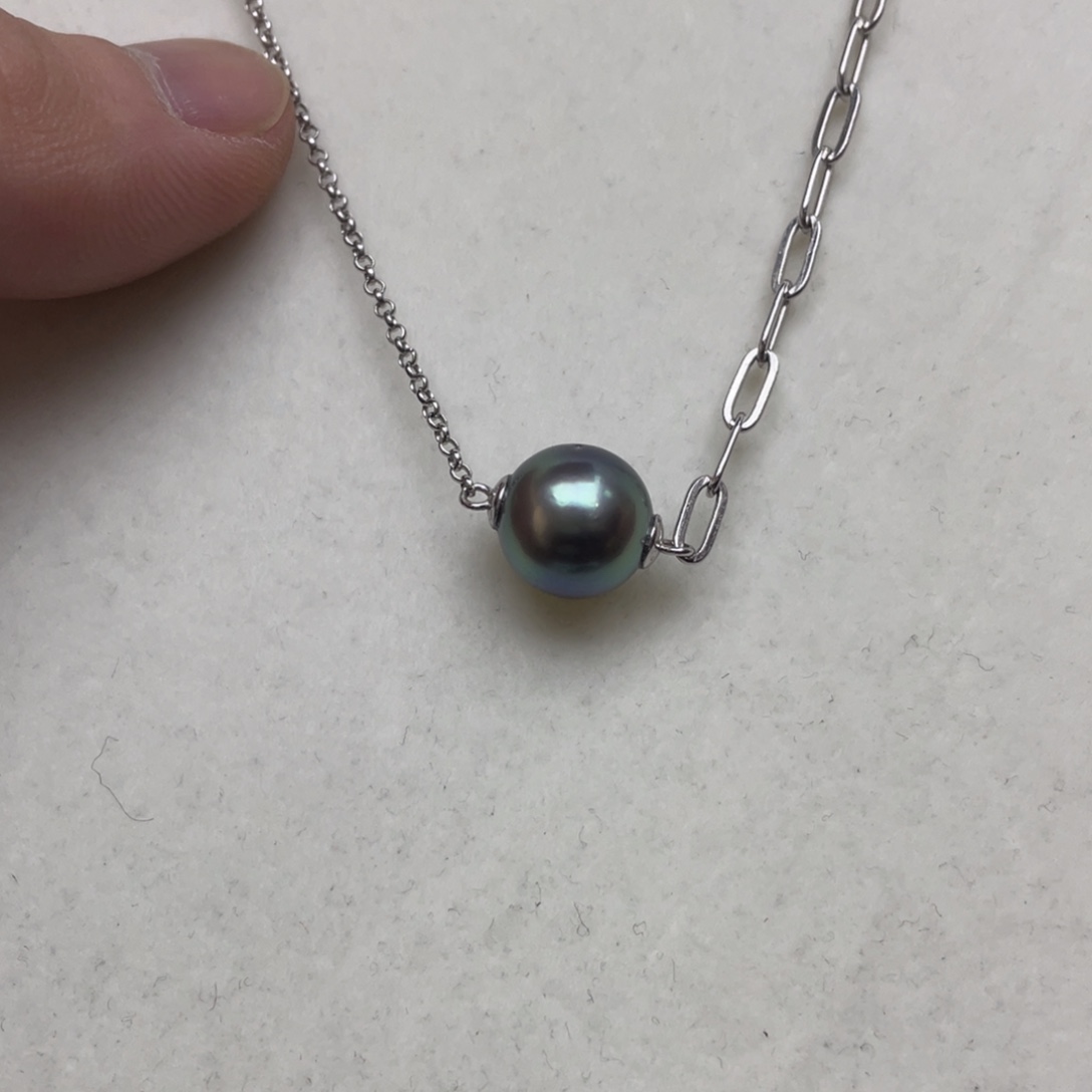 项链银S925镶嵌海水珍珠