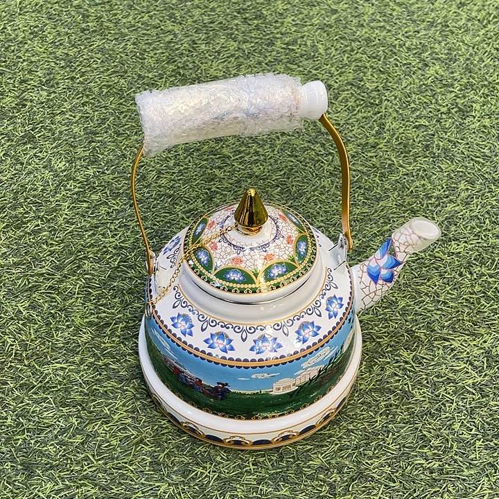 印铁蒙古图2.5l搪瓷奶茶壶