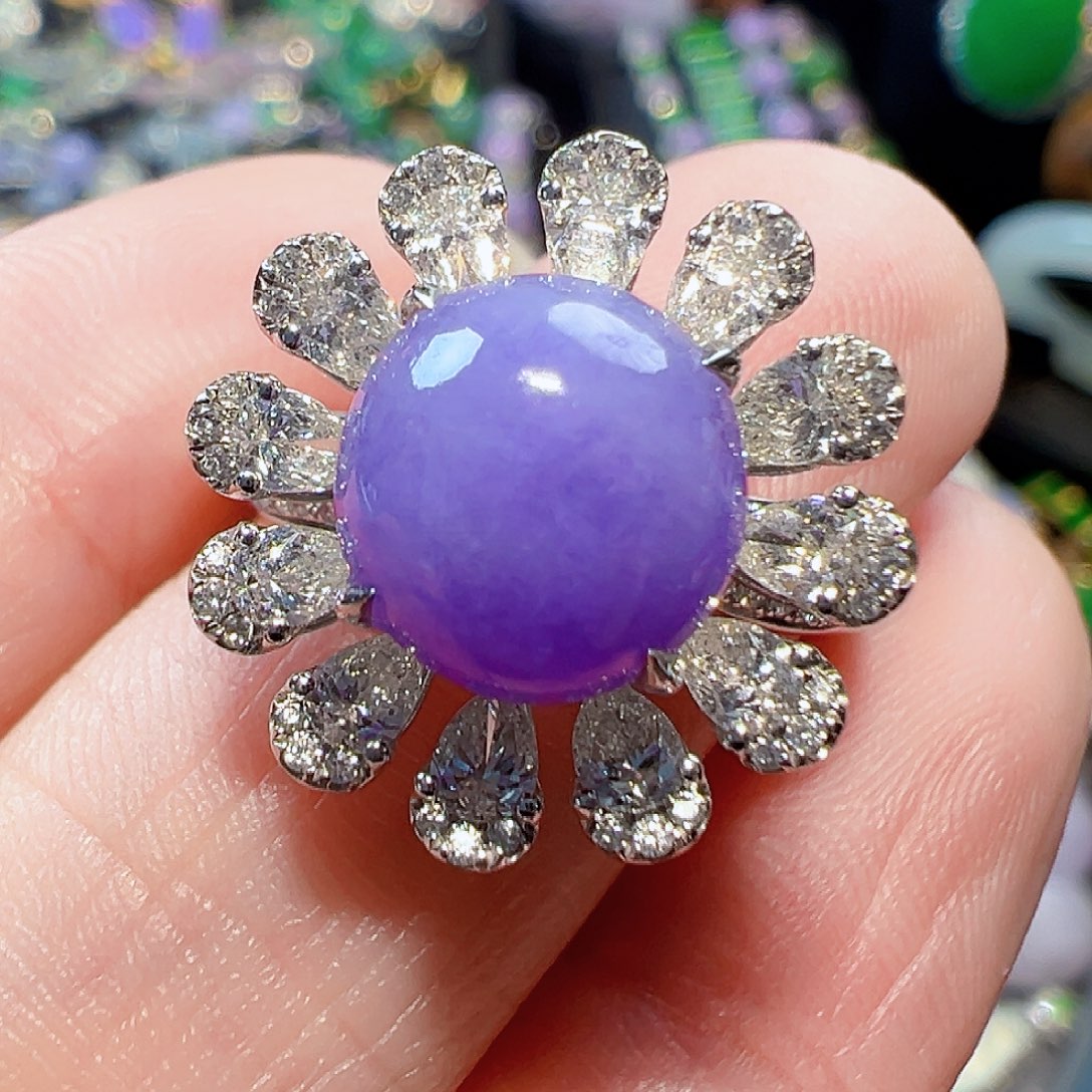 翡翠戒指18K金镶嵌签收后24小时鉴赏期