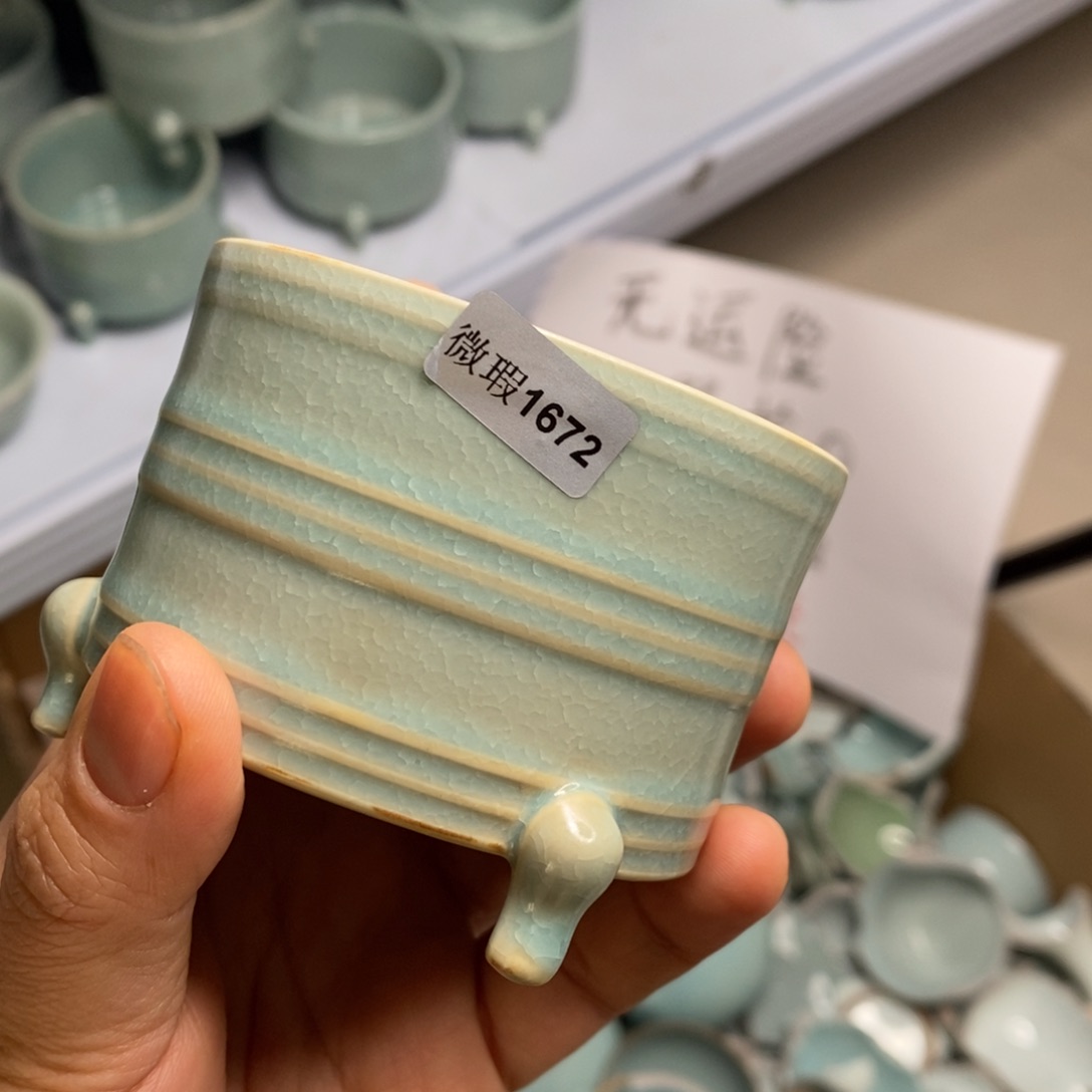 瓷片紫*线汝州原矿原釉微瑕1672