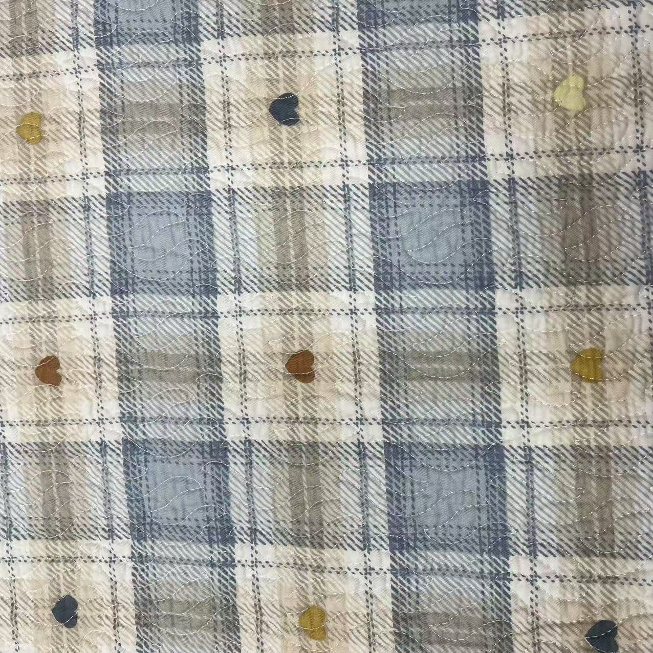 【绒兰】90*210韩式里外全棉水洗绗缝夹棉多功能床垫床盖55格子爱心