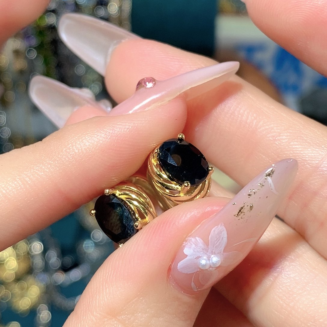 耳饰蓝宝石银S925镶嵌淡*天然蓝宝石