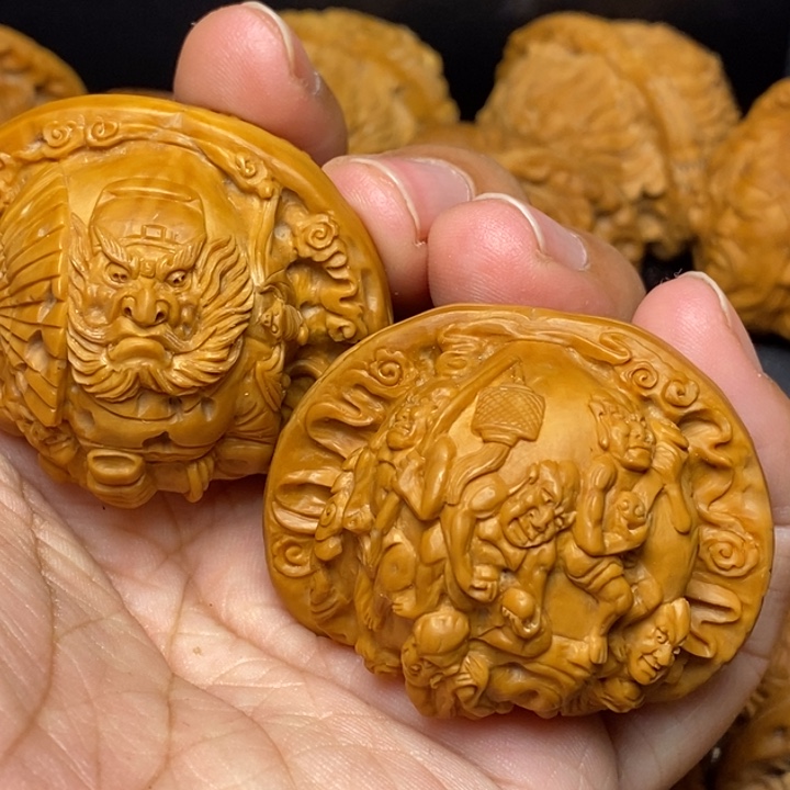 文玩核桃把件钟馗纳福，五鬼运财