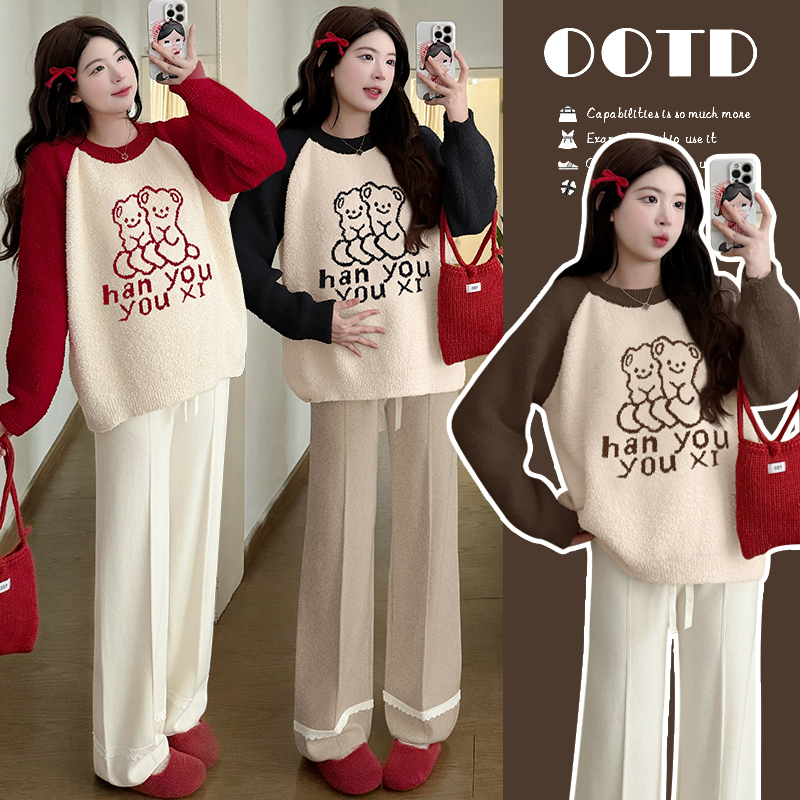 孕妇装2025秋冬季新款针织毛衣宽松显瘦大码保暖休闲百搭简约毛衣