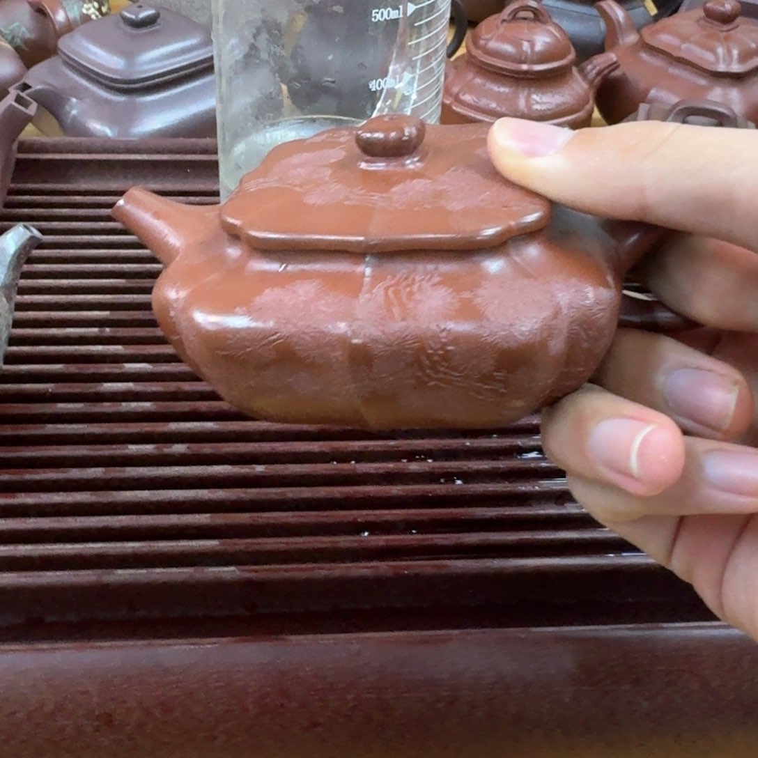 紫砂茶壶紫砂壶筋纹汉扁200cc