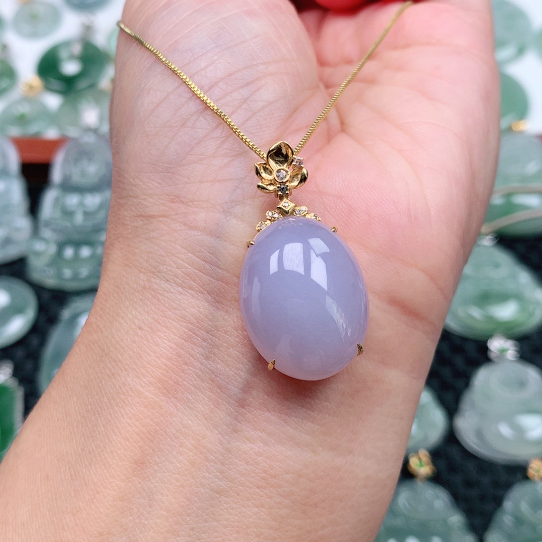 翡翠吊坠(不含链)18K金镶嵌