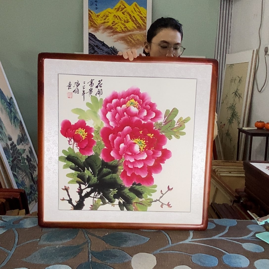 心***c国画62✖️62手写手绘国画作品带框包邮