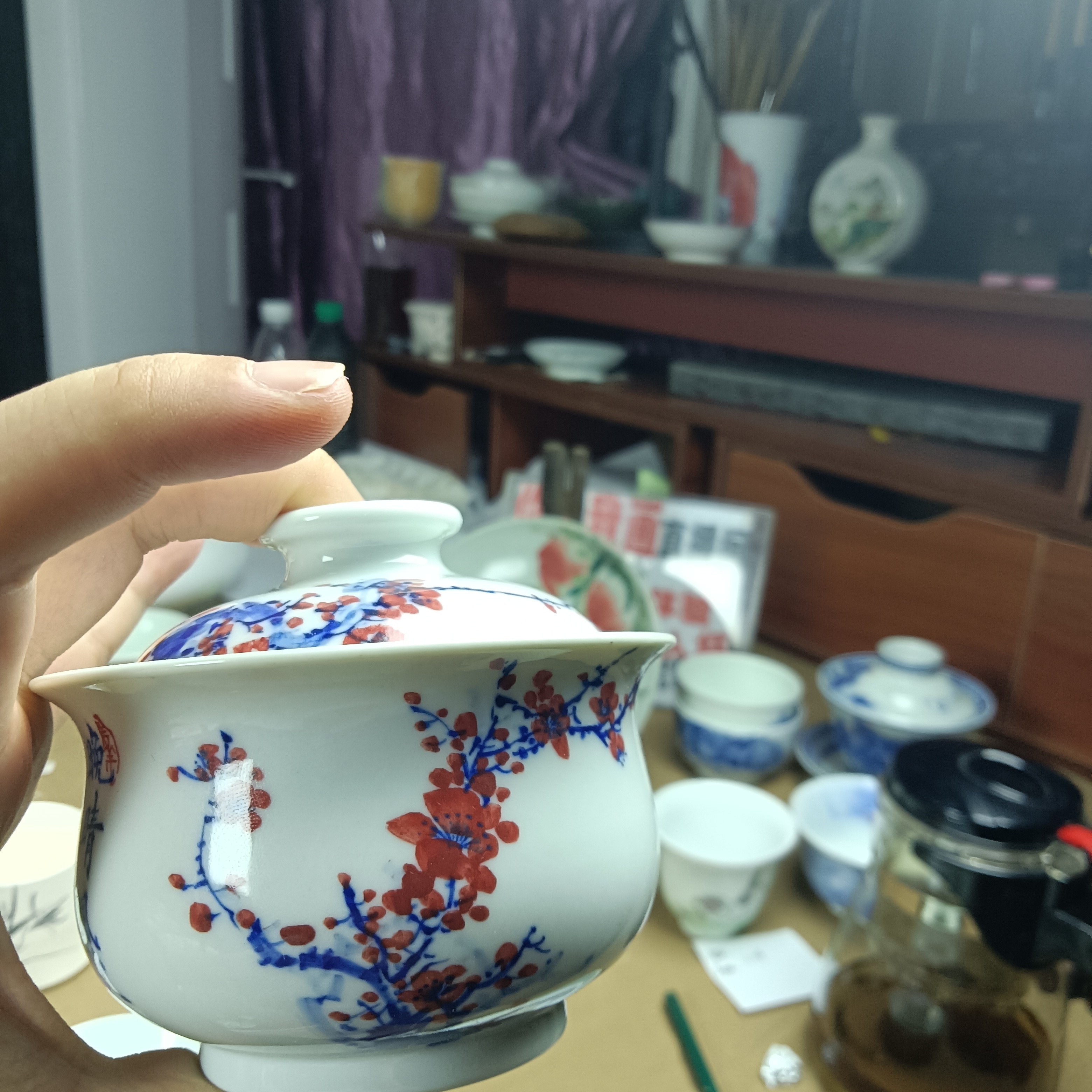 [你说我画] 盖碗定制 手工手绘景德镇茶具青花釉下彩陶瓷