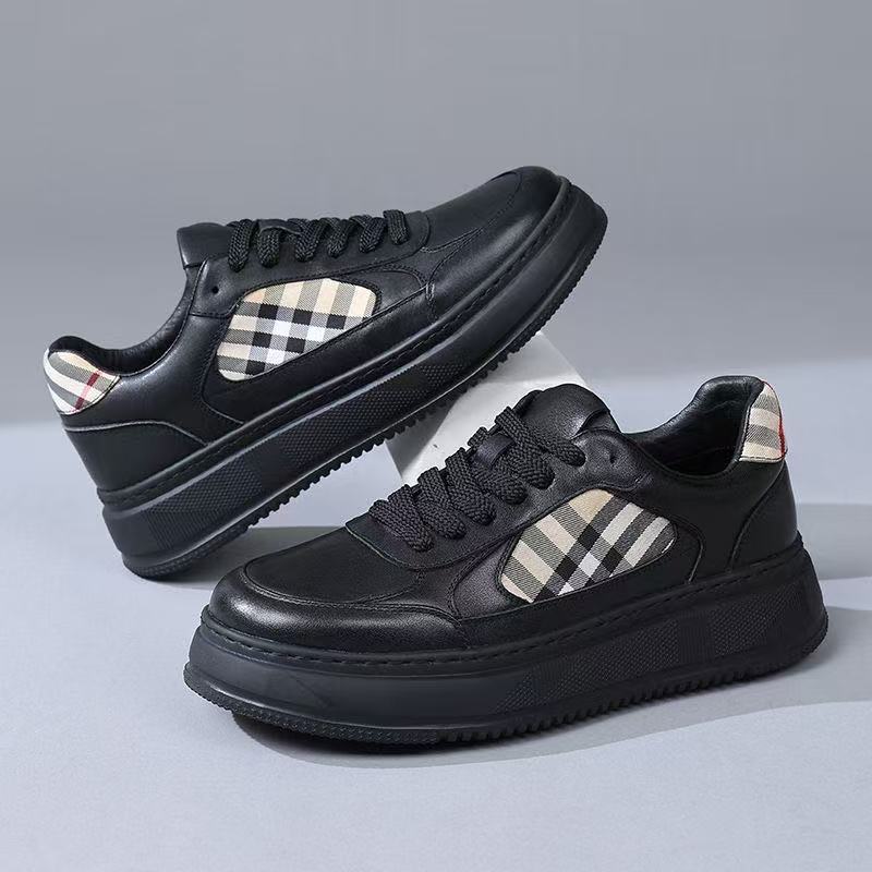 【品牌撤柜有运费险】手工牛皮拼接格子透气休闲情侣格纹运动鞋