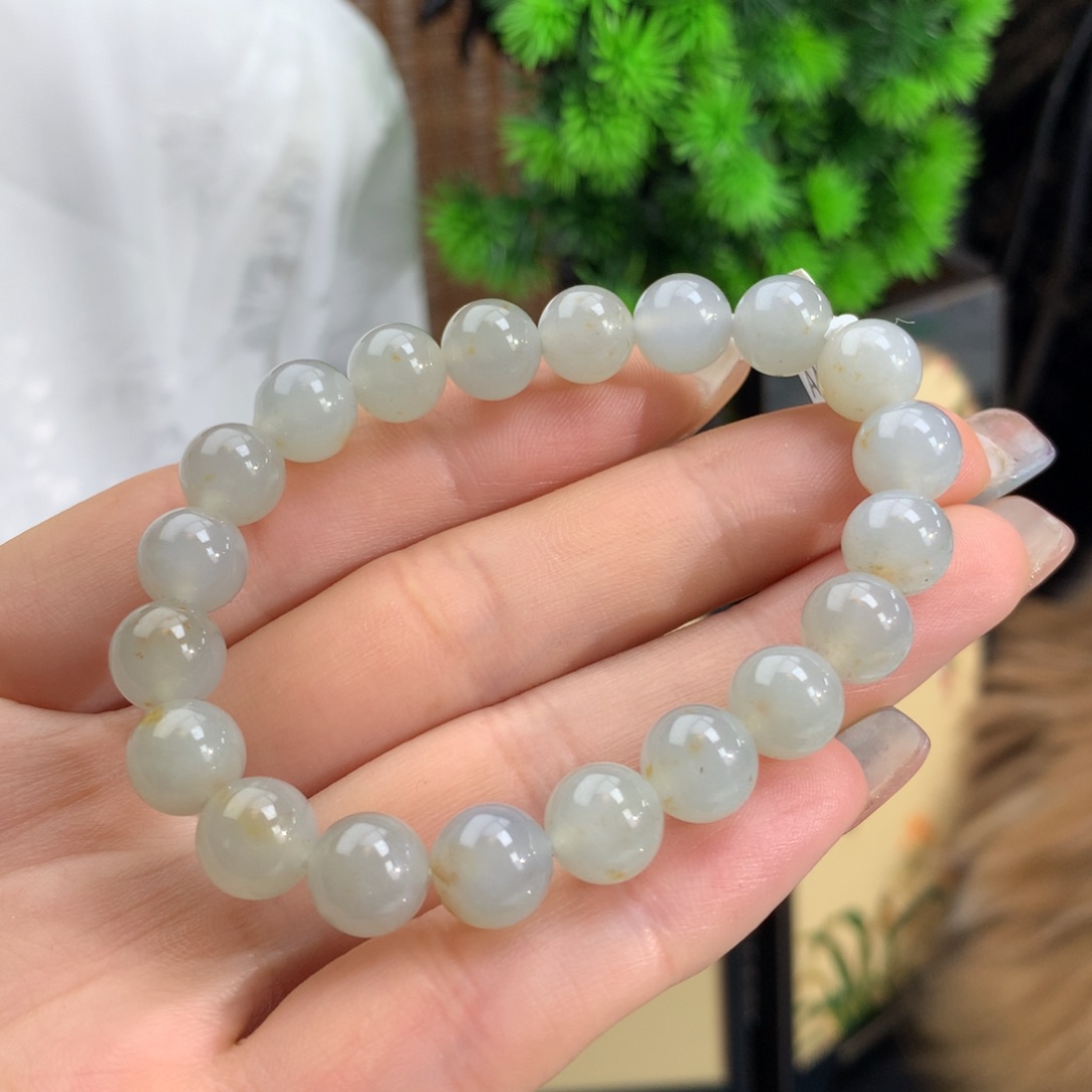 翡翠手链未镶嵌冰胶桂花糕手链卡9m m