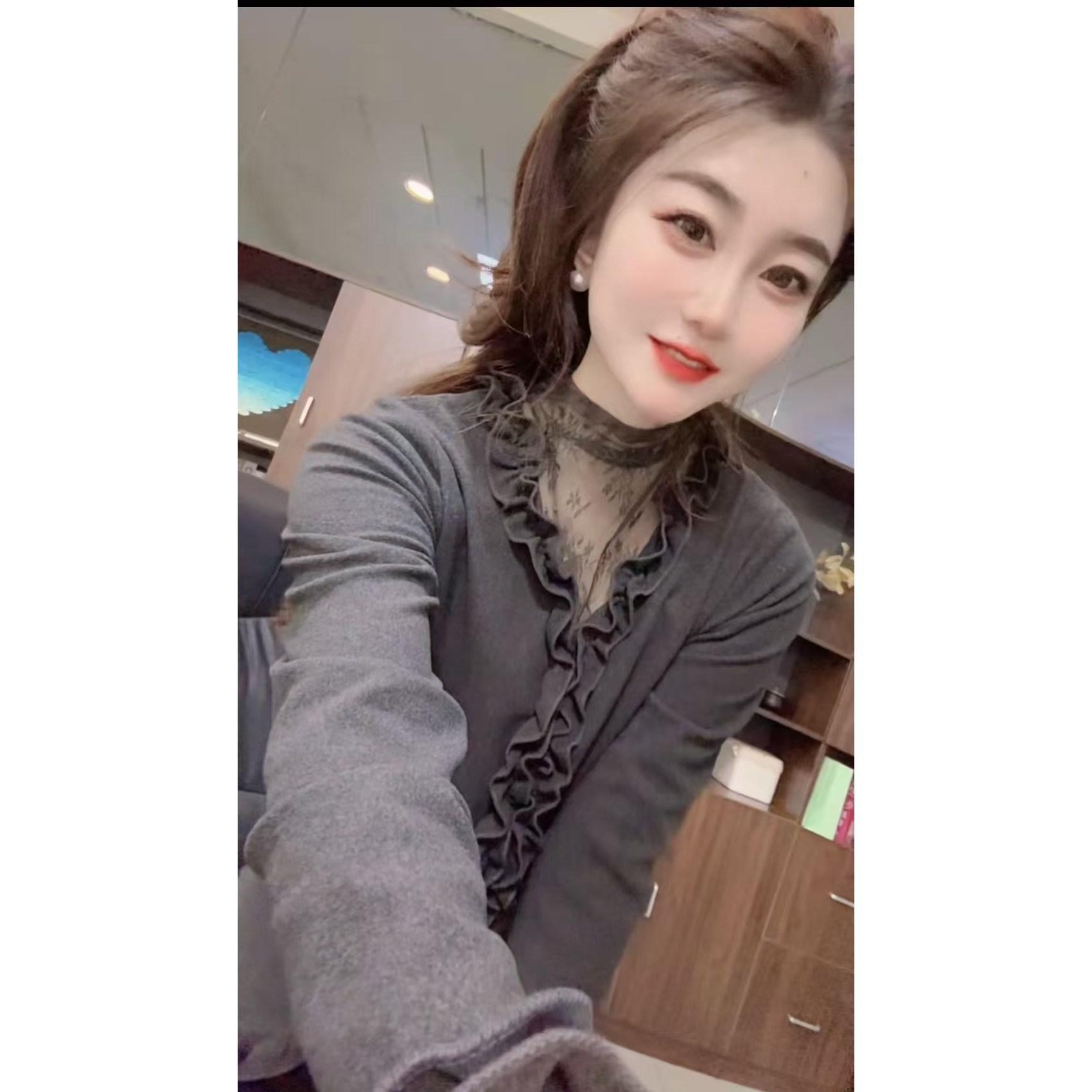 『拼接蕾丝N』时尚气质百搭时尚衬衫8964