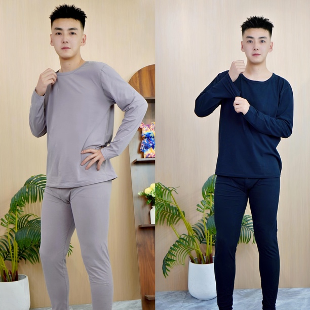 秋冬男士95棉薄款圆领秋衣秋裤保暖套装内衣内穿