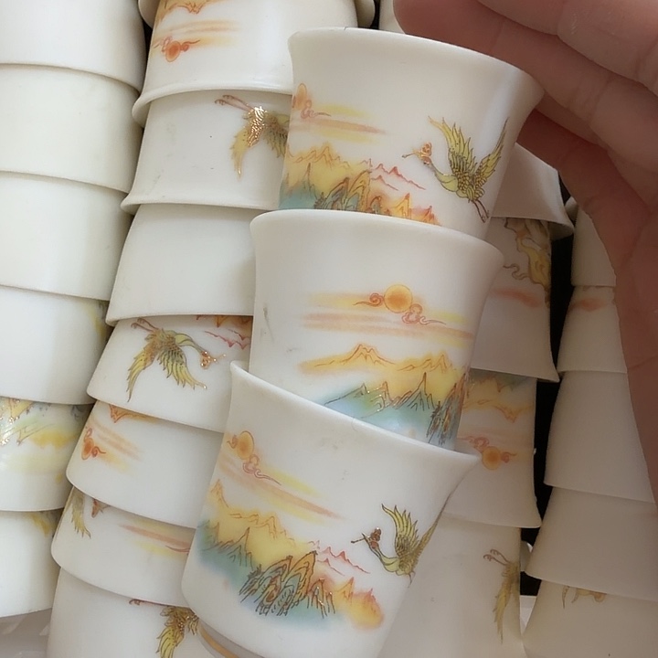 素烧高端羊脂玉茶杯三个一组闻香杯45cc