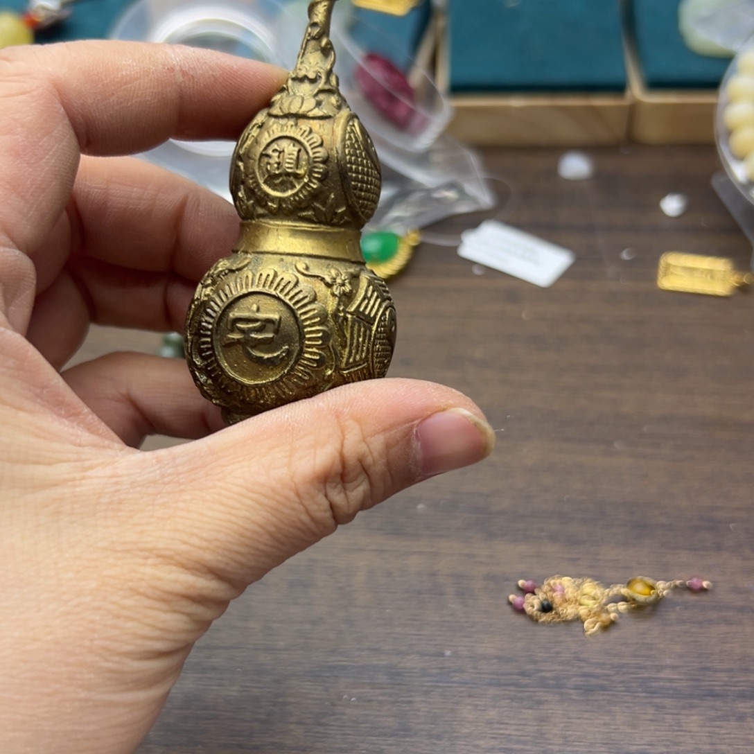 花岗石铜葫芦一对