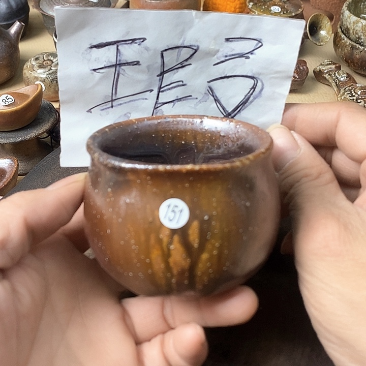杯手工粗陶、柴烧茶器