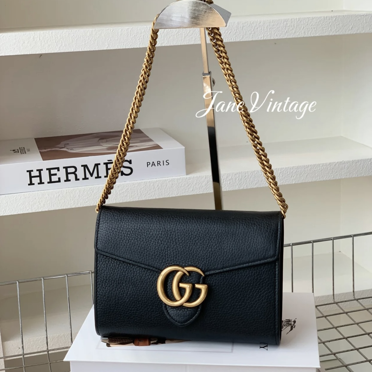 95新 GUCCI/古驰 Gucci黑色链条包