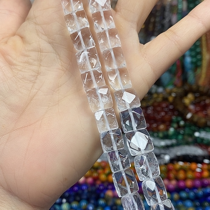 玛瑙/玉髓未镶嵌珠宝半成品天然白水晶切面卡10mm