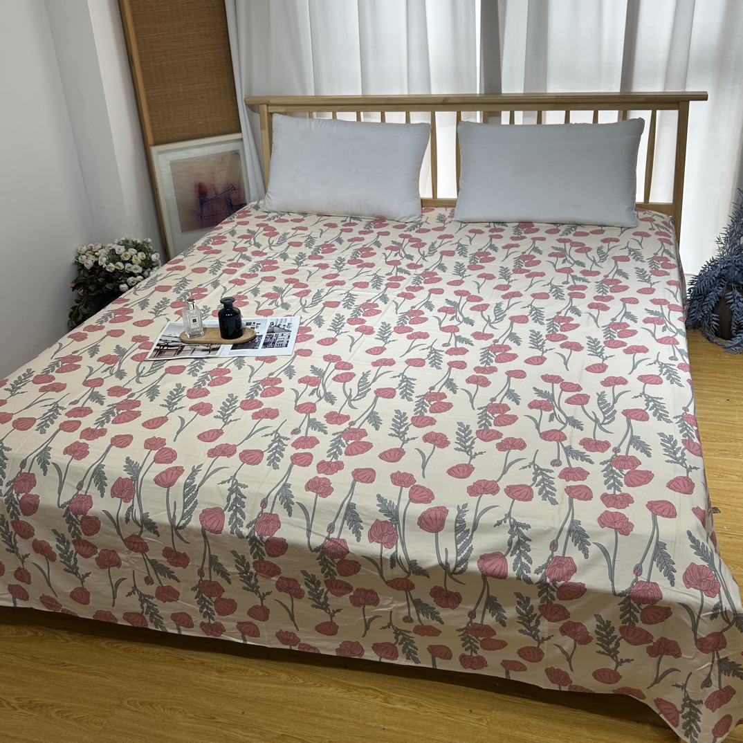 沐彩云棉双人床单250*250微瑕～Y354（花艺序曲粉）