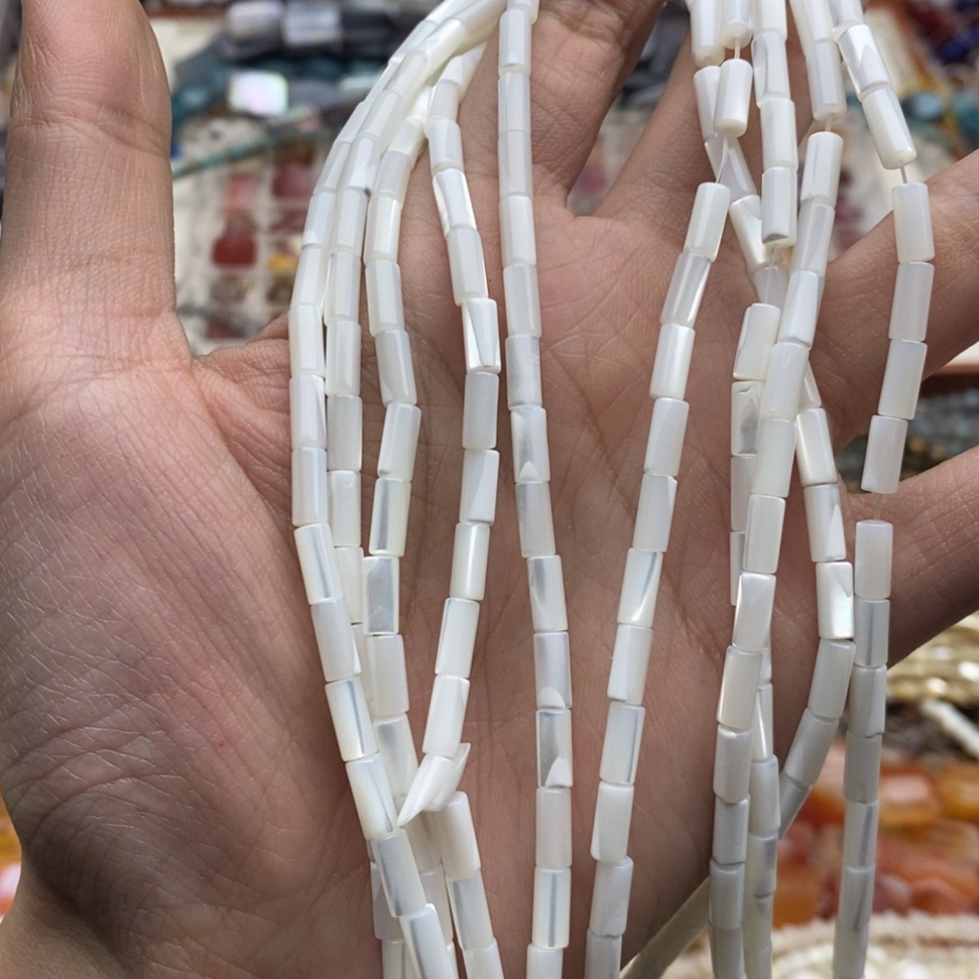 玛瑙/玉髓未镶嵌珠宝半成品一条天然精品4×8白蝶贝细管