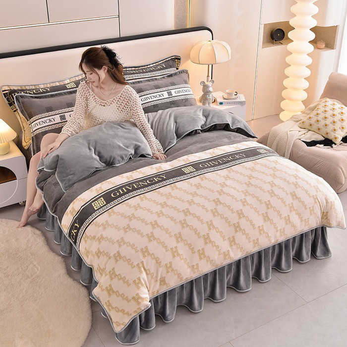 全消光高克重牛奶绒双面绒毛绒四件套四件套被套高端床上用品床品