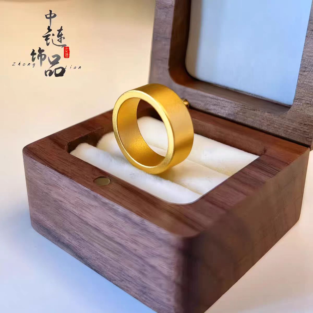 足银戒指 足银戒指宽古法平面戒指复古素圈古法传承磨砂