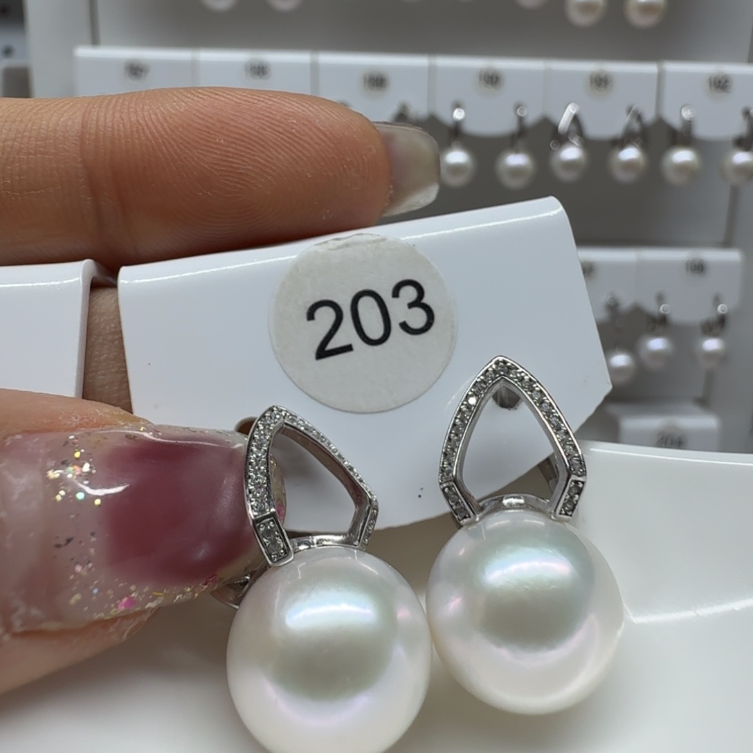 *****银S925镶嵌淡水珍珠耳饰珍珠13.4