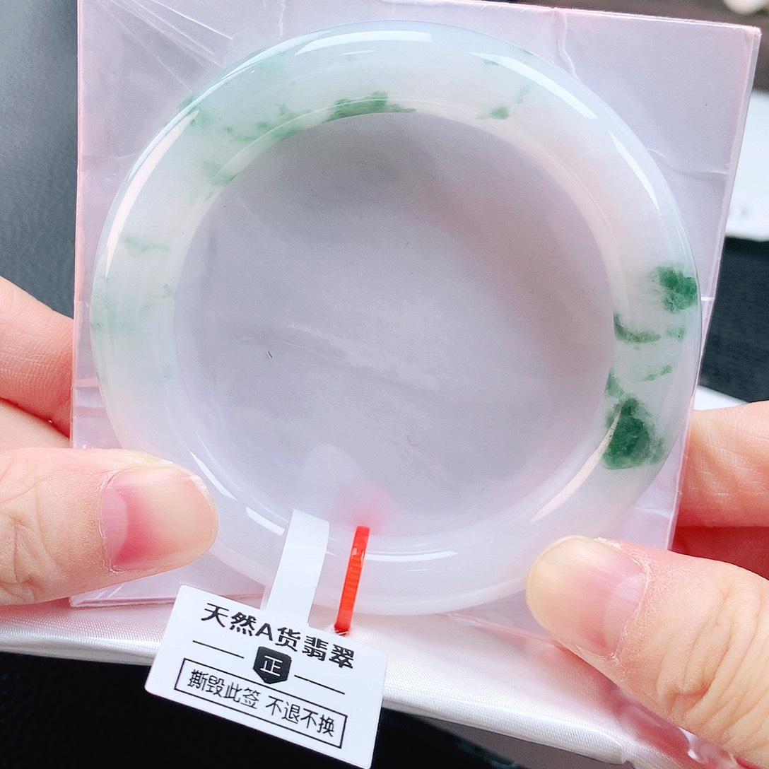 未镶嵌手镯翡翠55胖绿花