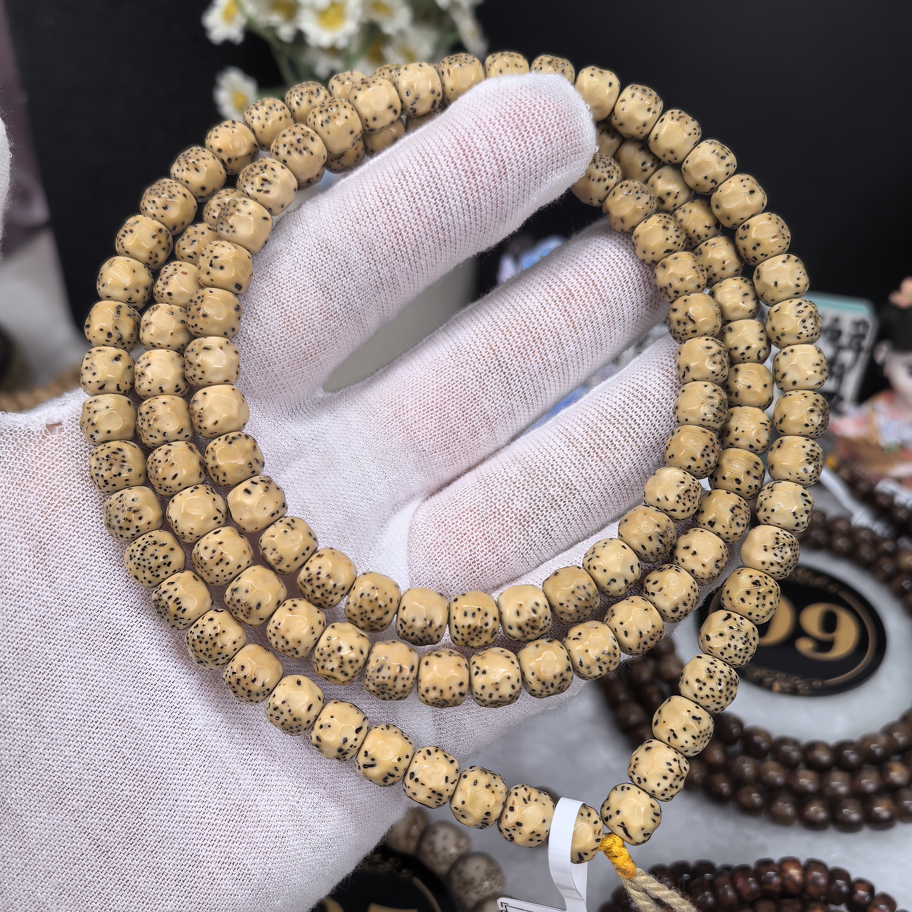 针尖火龙果星8/7手工河豚无相半壁江山大留白金黄色星月菩提手串