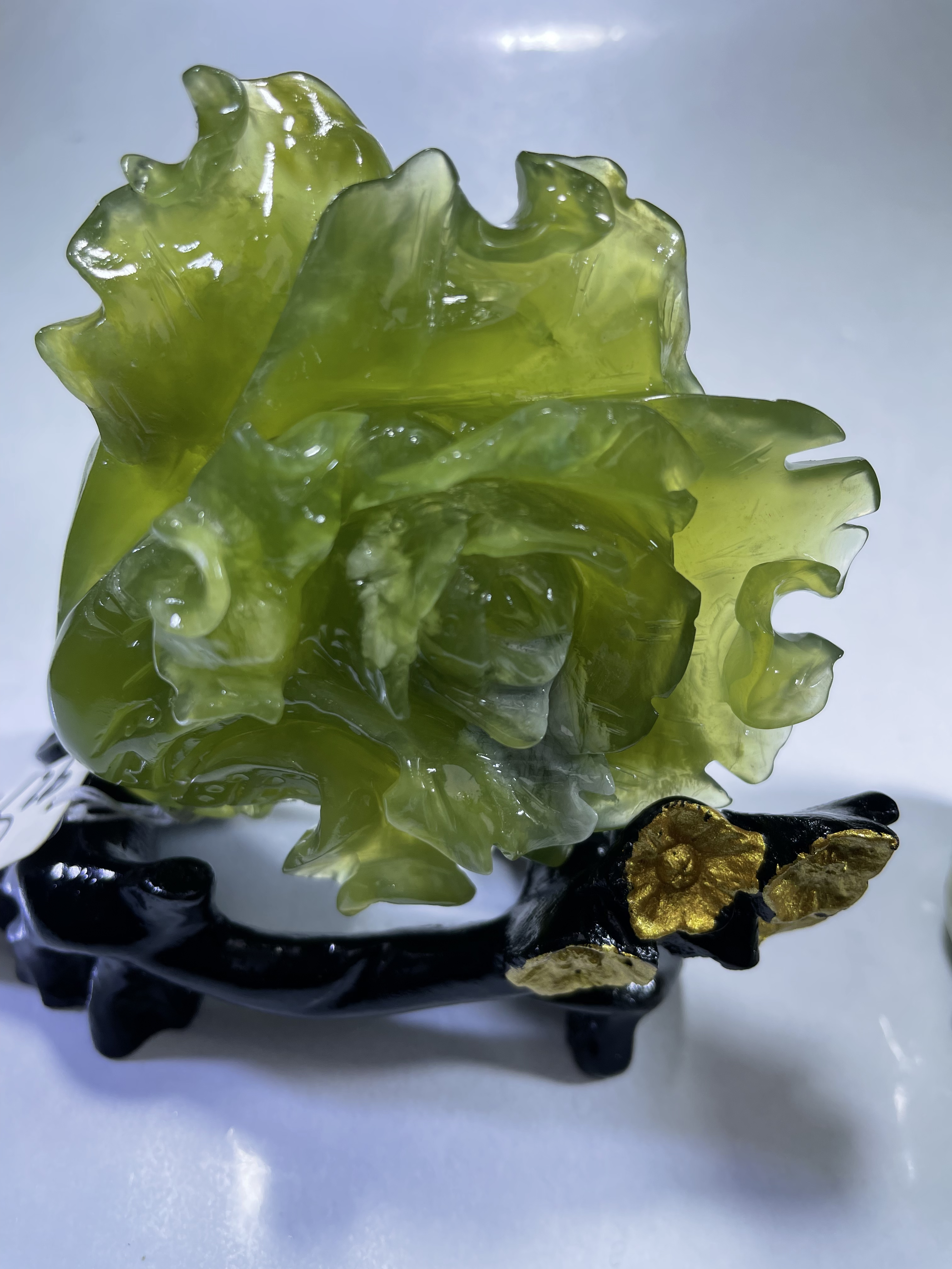 岫玉三家料白菜摆件