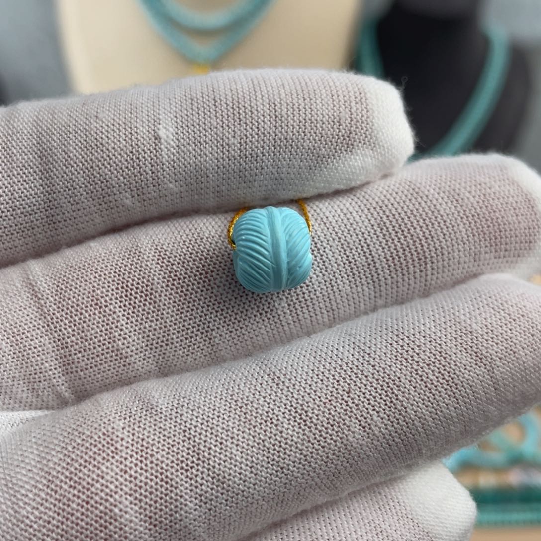 绿松石手链未镶嵌羽毛珠卡9×8