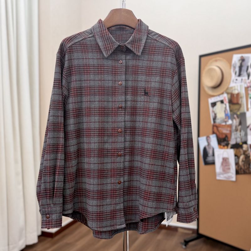 （复古小马）韩版加厚大版格子女衬衫时尚潮流经典百搭格纹女衬衣