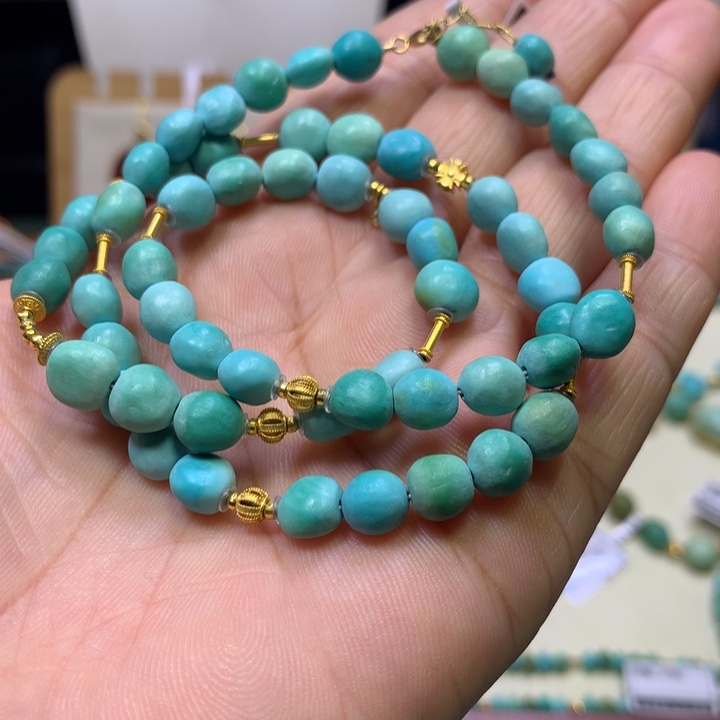 绿松石18K金镶嵌锁骨