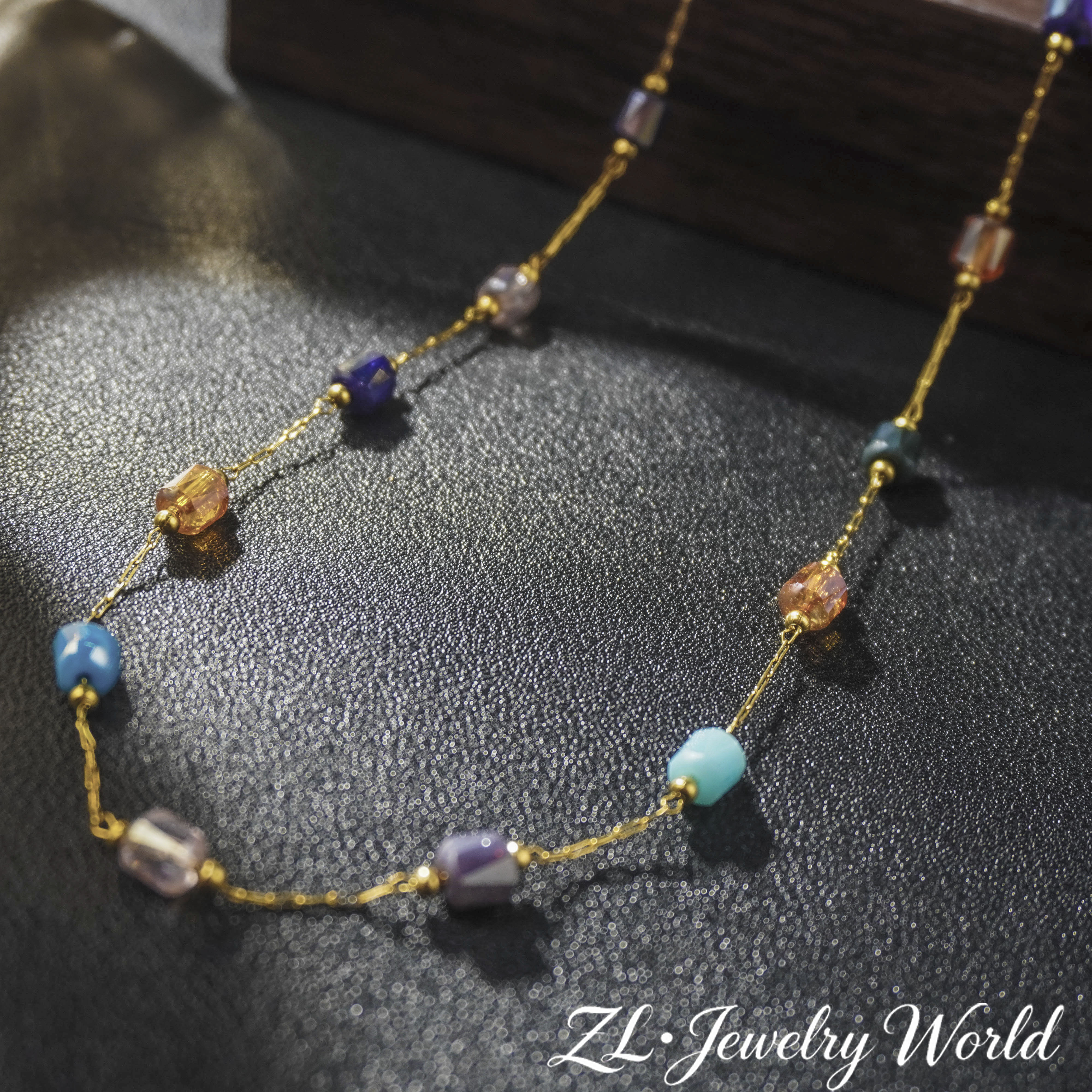 钛钢仿水晶吊坠 【快乐】气质大彩晶时尚链子X757