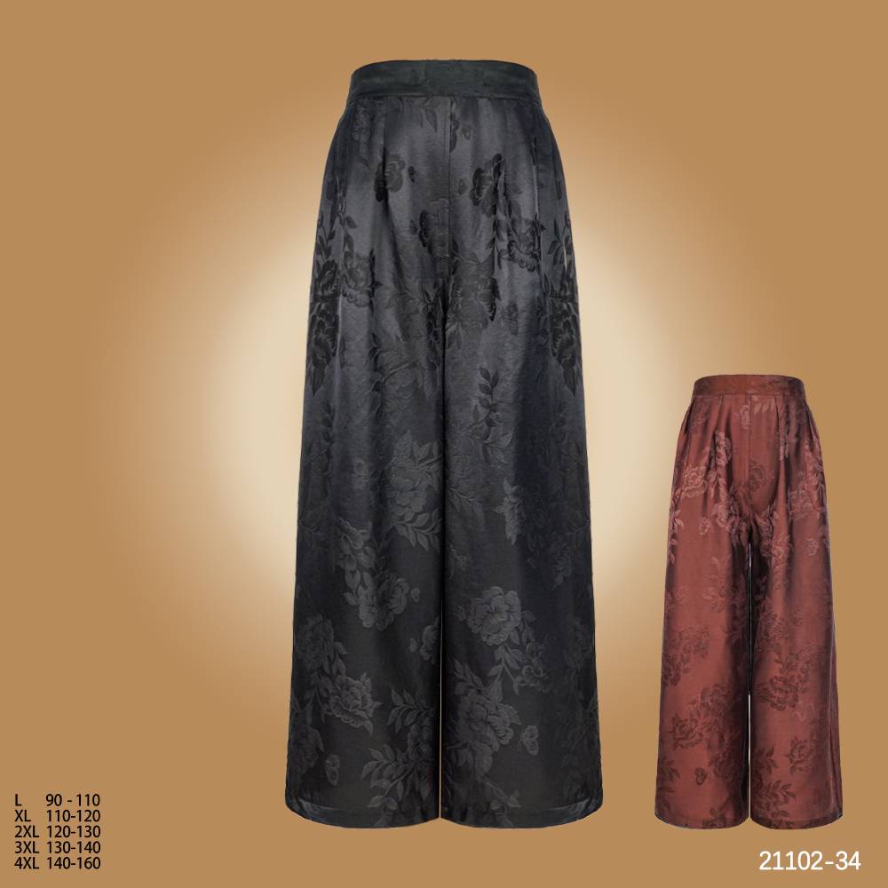 NN 2025初秋新款双面穿立体牡丹花萝孔中式直筒休闲裤子21102-34