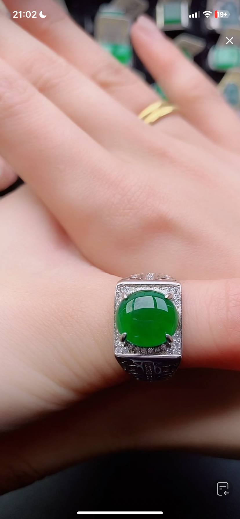 天然翡翠戒指s925银男戒