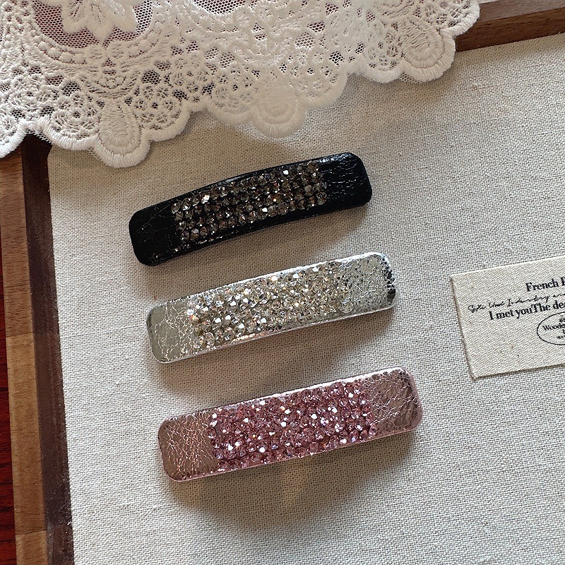 韩式水钻发夹女ins高级感小众设计感一字侧边夹刘海夹碎发夹发卡