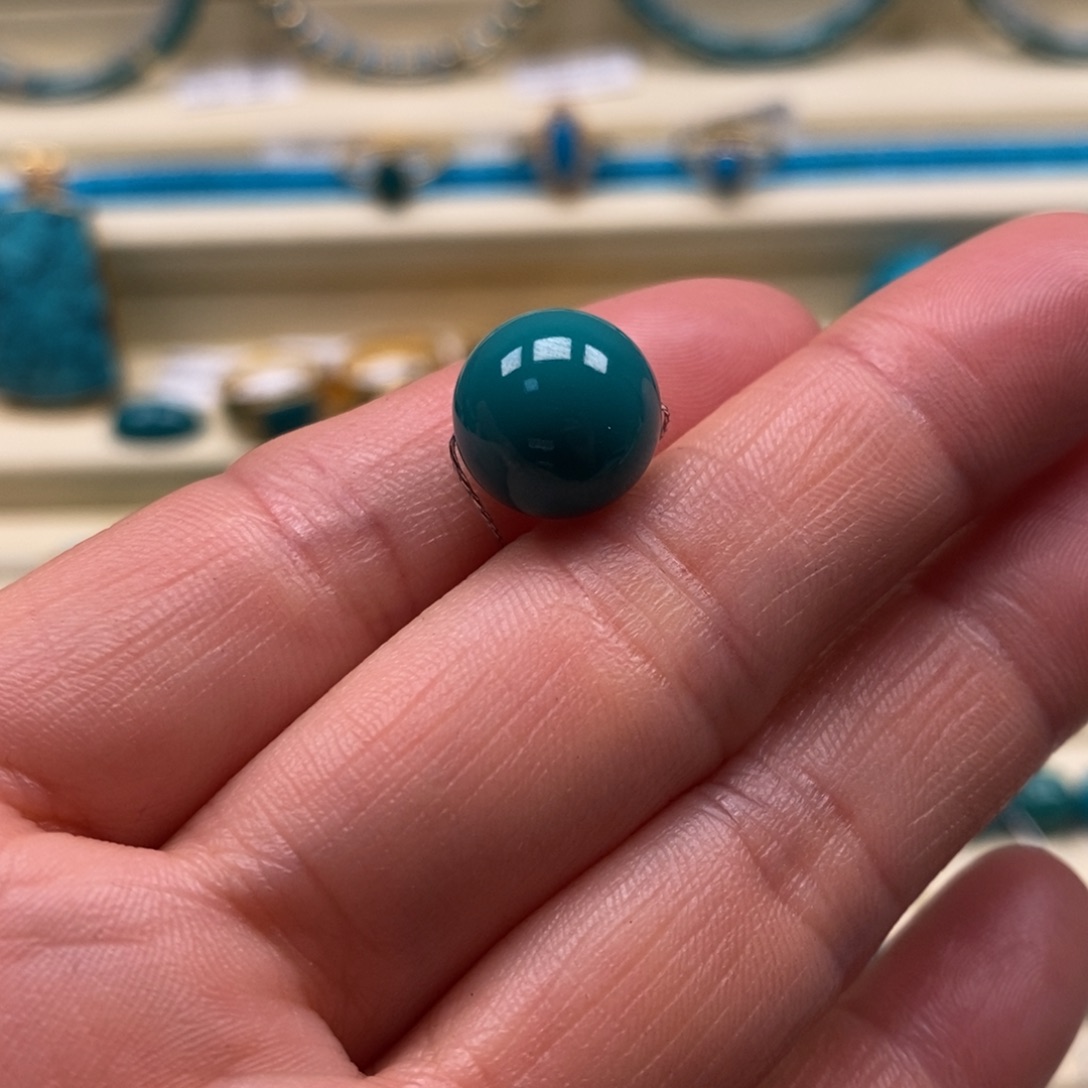 绿松石未镶嵌珠宝奇石直径11.5圆珠