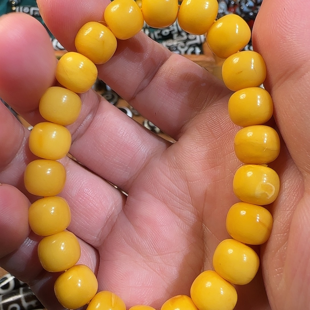 琥珀未镶嵌手链鸡油黄蜜蜡单圈