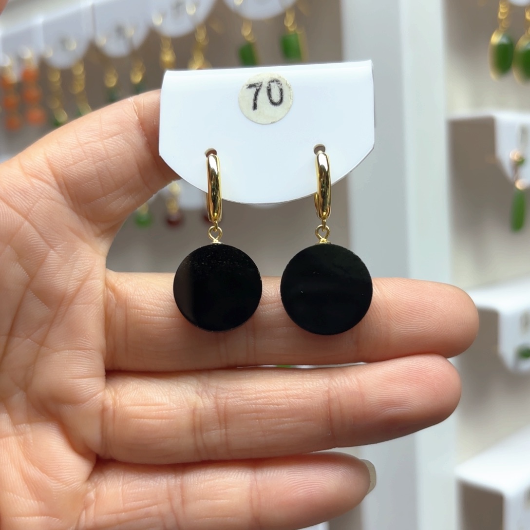 和田玉耳饰银S925镶嵌