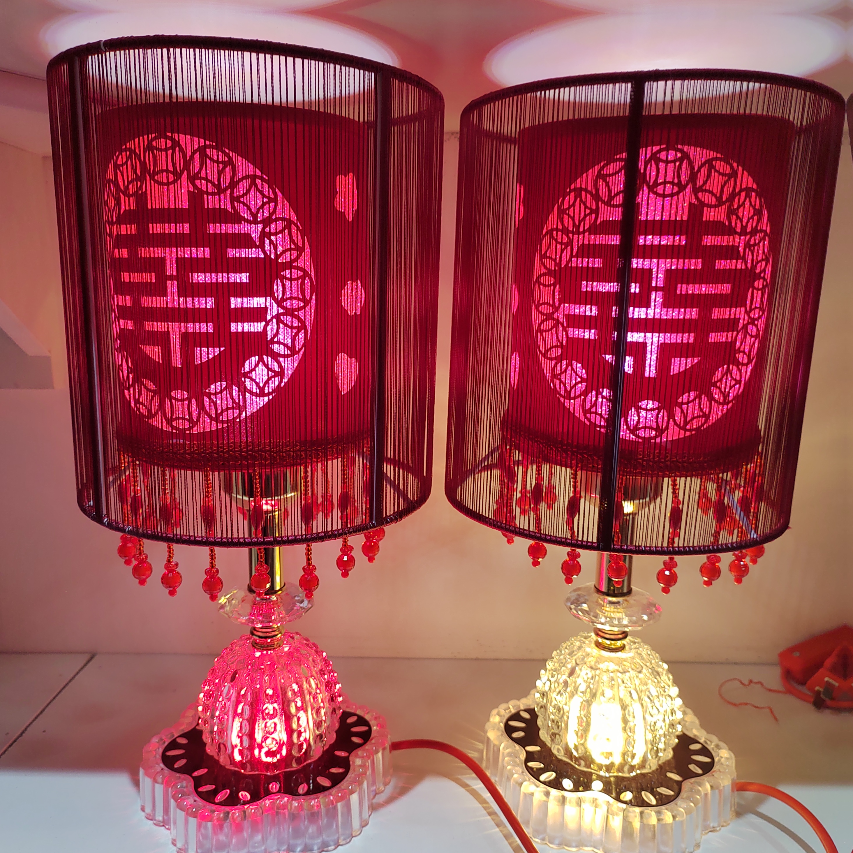 新款红色结婚长明灯卧室床头灯新婚陪嫁礼物