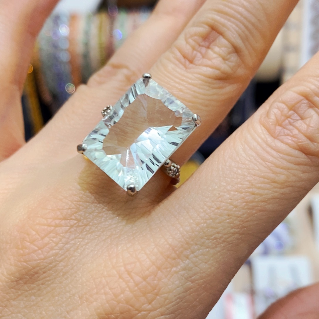 水晶戒指银S925镶嵌戒指