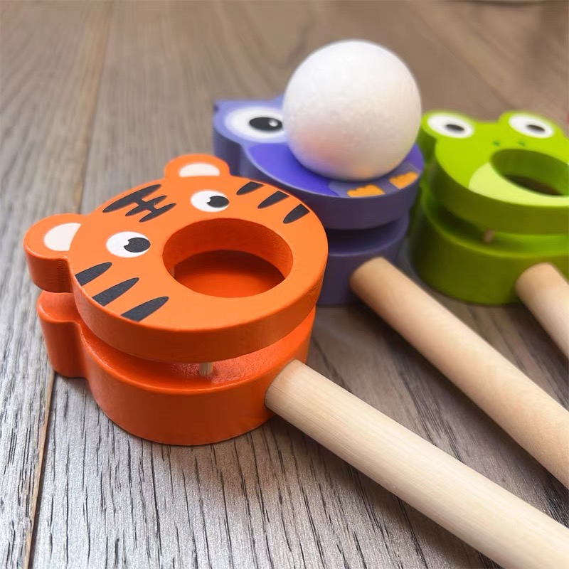 木质悬浮吹球男女孩玩具吹气球悬浮球游戏感统训练玩具